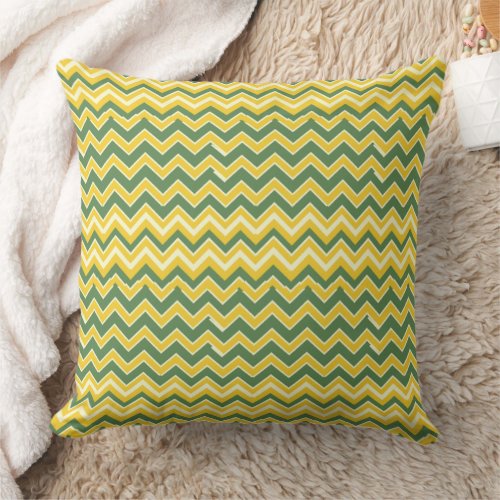 Green and yellow chevron pattern  throw pillow