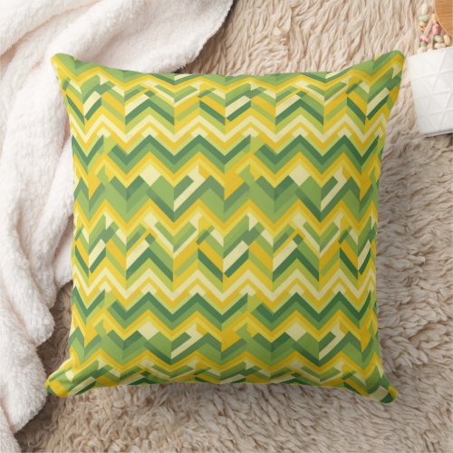 Green and yellow chevron pattern  throw pillow