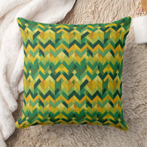 Green and yellow chevron pattern  throw pillow