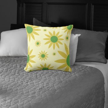 Green And Yellow Daisies Pattern Throw Pillow by machomedesigns at Zazzle