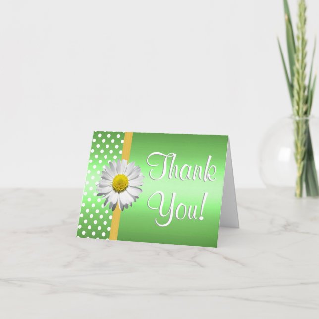Green and Yellow daisy Thank you card (Front)