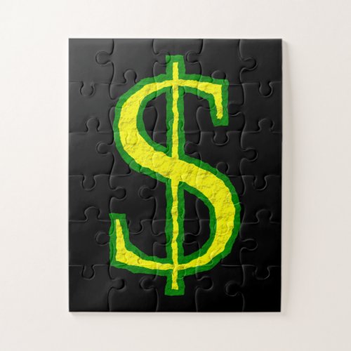 Green and Yellow Dollar Symbol Jigsaw Puzzle