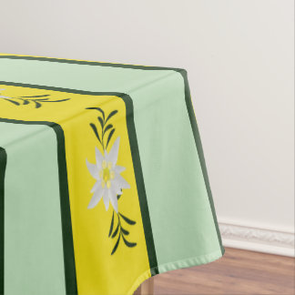 Green and Yellow Edelweiss Striped Tablecloth