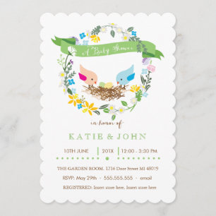 Green and Yellow Eggs Neutral Twin Shower Invitation