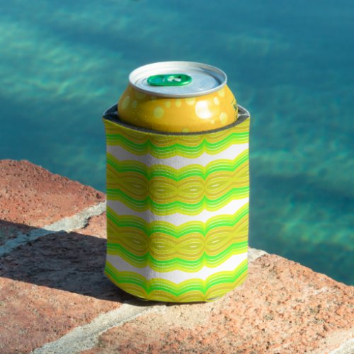 Green And Yellow Figure Eight Ribbon Pattern Art Can Cooler