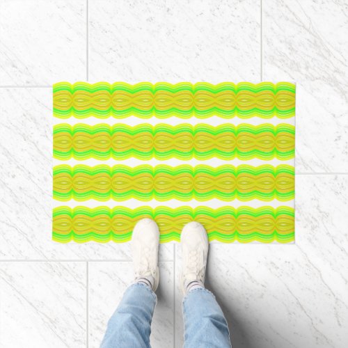Green And Yellow Figure Eight Ribbon Pattern Art Doormat