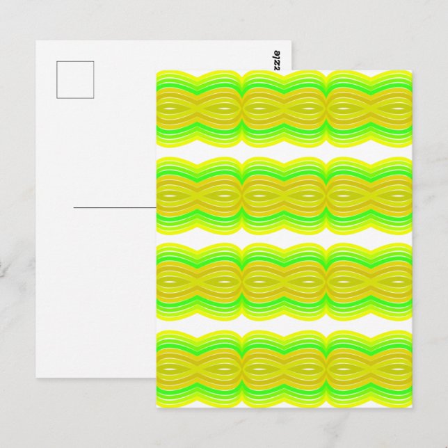 Green And Yellow Figure Eight Ribbon Pattern Art Postcard (Front/Back)