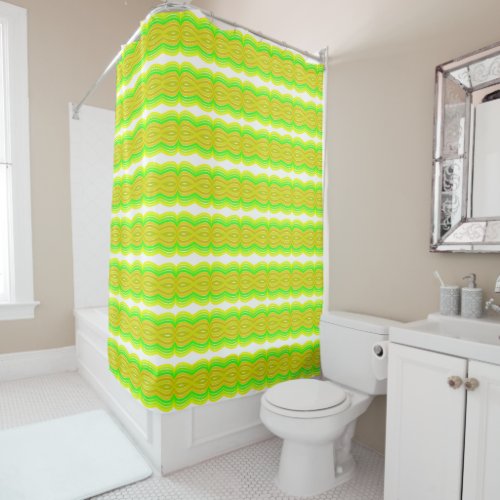 Green And Yellow Figure Eight Ribbon Pattern Art Shower Curtain