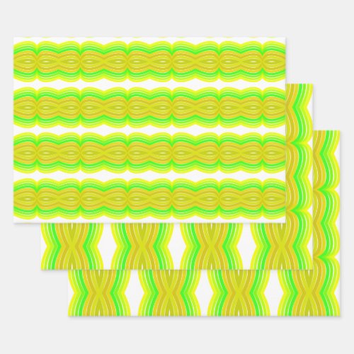 Green And Yellow Figure Eight Ribbon Pattern Art Wrapping Paper Sheets