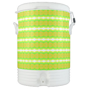 Green And Yellow Figure Eight Ribbon Pattern Beverage Cooler