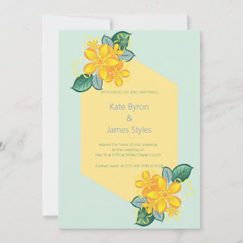 Green and Yellow Floral Wedding Invitation