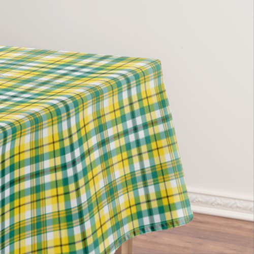 Green and Yellow Gold Sporty Plaid Tablecloth