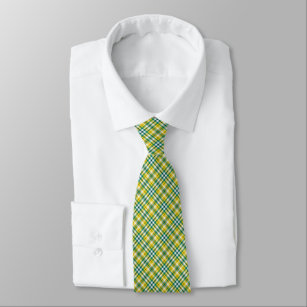 Green and Yellow Gold Sporty Plaid Tie