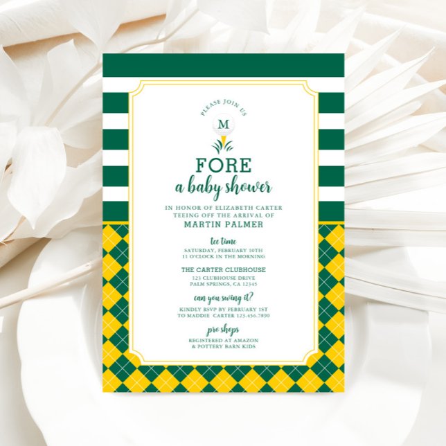 Green and Yellow Golf Baby Shower Invitation (Golf Baby Shower Invitation)