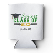 Green and Yellow Graduation Gear Can Cooler