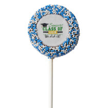 Green and Yellow Graduation Gear Chocolate Covered Oreo Pop