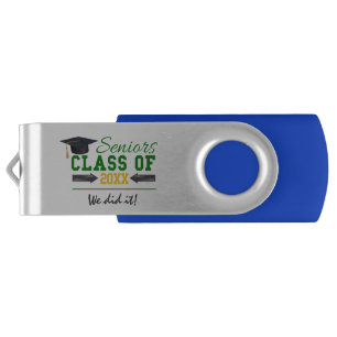 Green and Yellow Graduation Gear Flash Drive