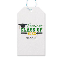 Green and Yellow Graduation Gear Gift Tags
