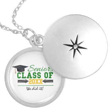 Green and Yellow Graduation Gear Locket Necklace