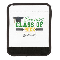 Green and Yellow Graduation Gear Luggage Handle Wrap