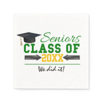 Green and Yellow Graduation Gear Paper Napkins