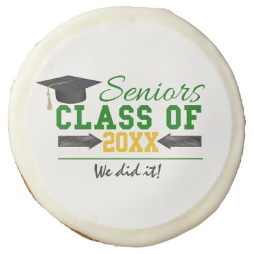 Green and Yellow Graduation Gear Sugar Cookie