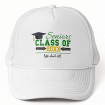 Green and Yellow Graduation Gear Trucker Hat