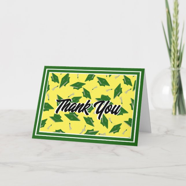 Green and Yellow Graduation Party Thank You (Front)