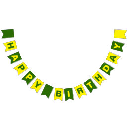 Green and Yellow Happy Birthday Bunting Flags