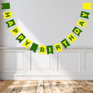 Green and Yellow Happy Birthday Bunting Flags