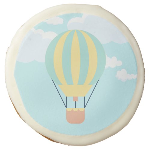 Green and Yellow Hot air balloon in the Sky  Sugar Cookie