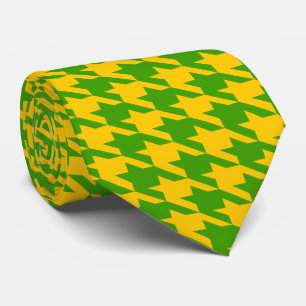 Green And Yellow Houndstooth pattern Socks Neck Tie