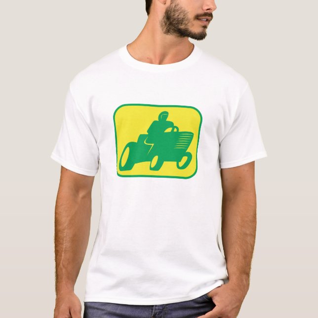 Green and Yellow Lawnmower Racer T-Shirt (Front)