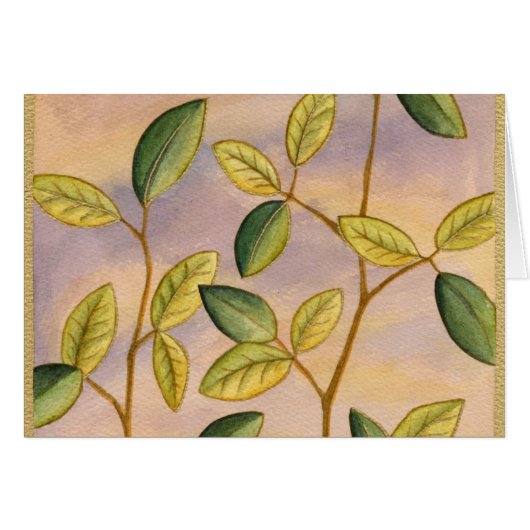 Green and Yellow Leaves on Sunset Background Cards (Front Horizontal)