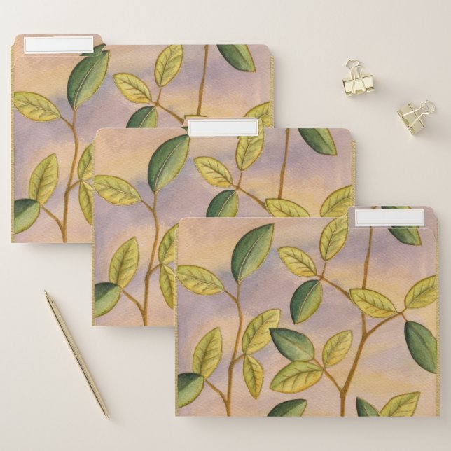 Green and Yellow Leaves on Sunset Background File Folder (Set)