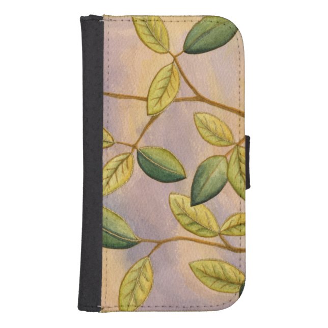 Green and Yellow Leaves on Sunset Background Samsung Galaxy Wallet Case (Front)