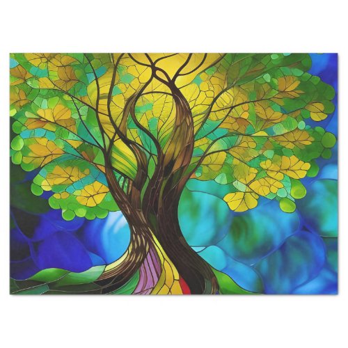 Green and yellow Leaves Tree of Life Tissue Paper