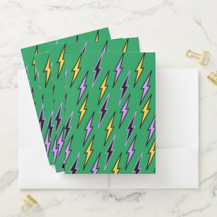 Green and Yellow Lightning Bright Back-to-School  Pocket Folder