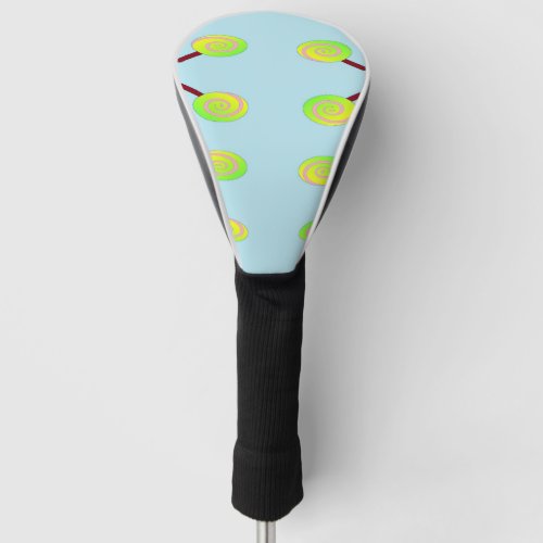 Green and yellow lollipop golf head cover