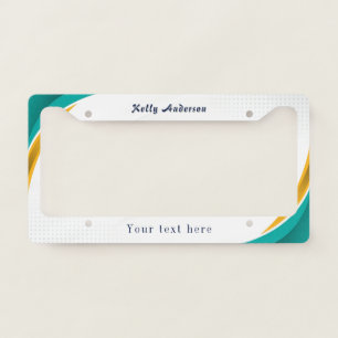 Green and Yellow Modern Pattern with Custom Sign License Plate Frame