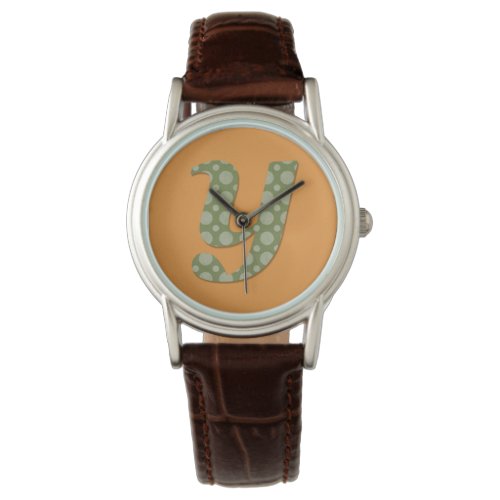 Green and Yellow Monogram Letter Y Watch