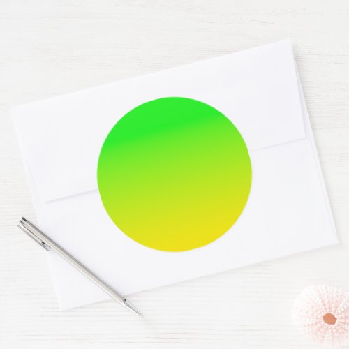 Green and yellow neon gradient classic round sticker