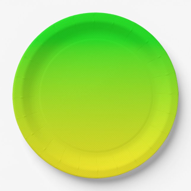 Green and yellow neon gradient paper plates (Front)