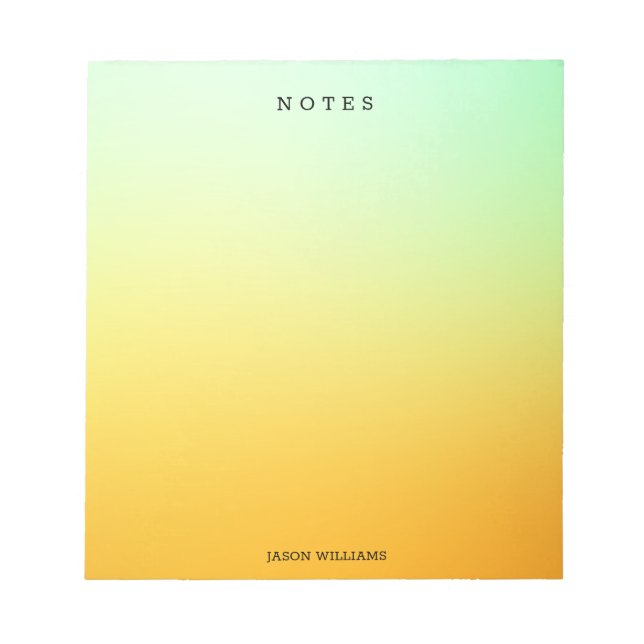Green and Yellow Ombre Personalized Notepad (Front)
