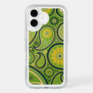 Green and Yellow Paisley Pattern iPhone 16 Case