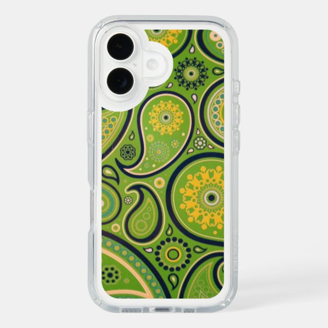 Green and Yellow Paisley Pattern Speck iPhone Case (Front)