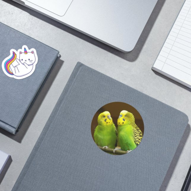 Green and Yellow Parakeets Classic Round Sticker (In Situ Book)
