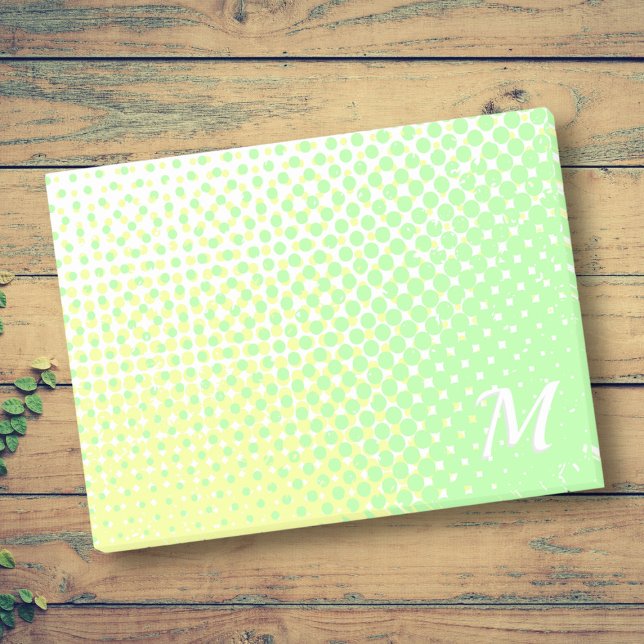 Green and yellow pastel two-tone gradient monogram post-it notes (Creator Uploaded)