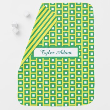 Green And Yellow Personalized Baby Boy's  Baby Blanket by Everything_Grandma at Zazzle