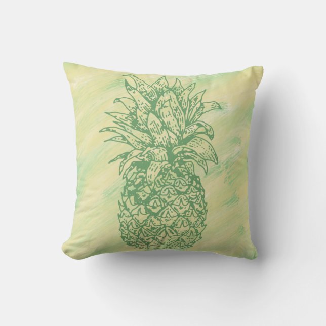 Green and Yellow Pineapple Pillow (Front)